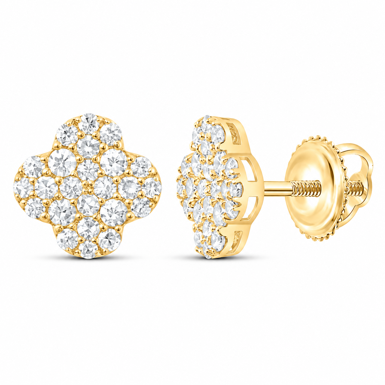 3/8 CTW Certified Lab-Grown Diamond Clover Stud Earrings in 10K Yellow Gold