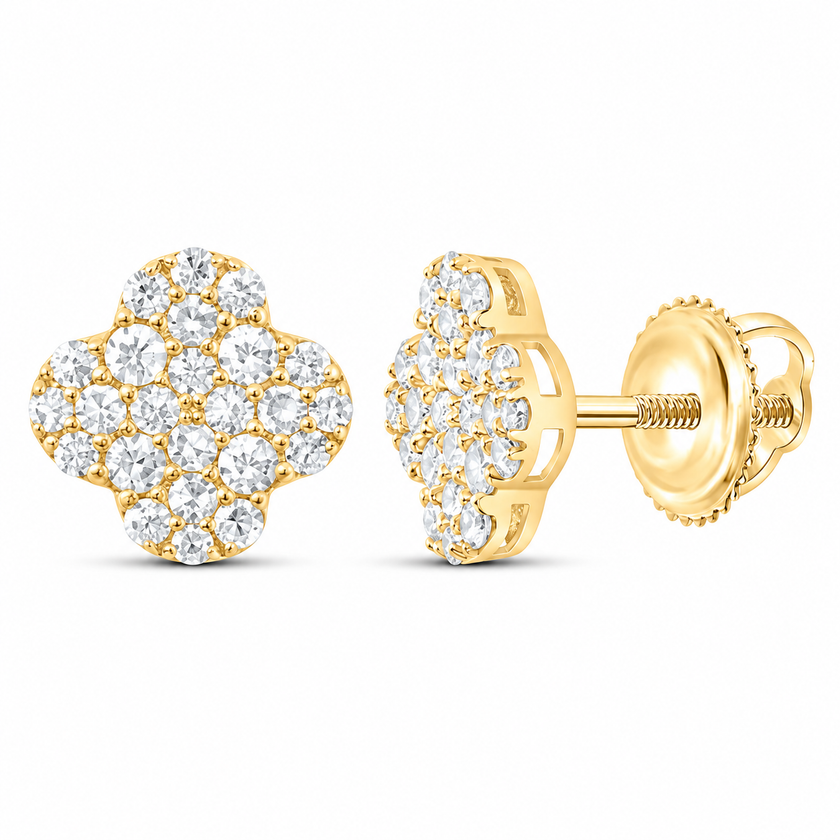 3/8 CTW Certified Lab-Grown Diamond Clover Stud Earrings in 10K Yellow Gold
