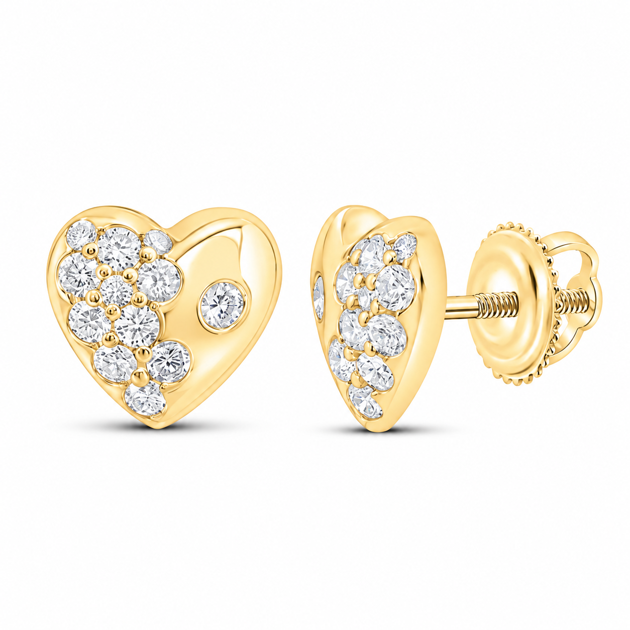 5/8 CTW Certified Lab-Grown Diamond Heart Stud Earrings in 10K Yellow Gold