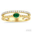 Striking Emerald and Diamond Fashion Split Ring in 10K Yellow Gold