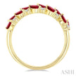 Wreath Design Marquise Ruby and Diamond Ring Band in 14K Yellow Gold