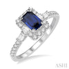 Emerald Cut Sapphire Diamond Ring