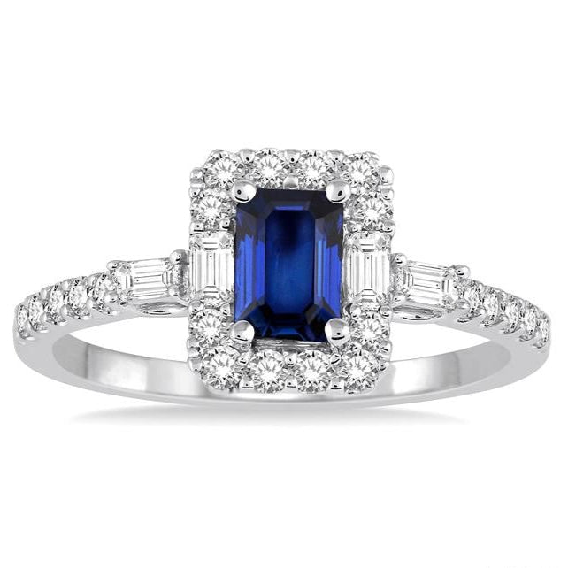 Emerald Cut Sapphire Diamond Ring