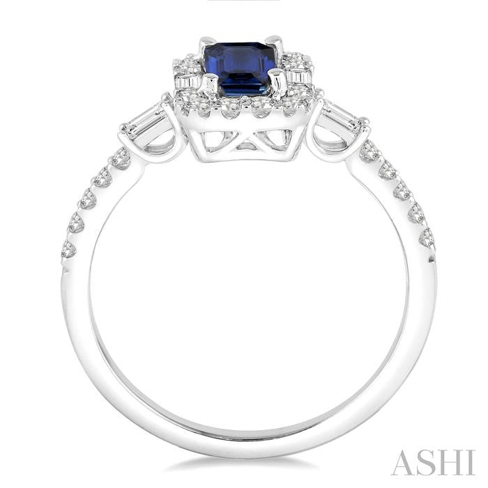 Emerald Cut Sapphire Diamond Ring