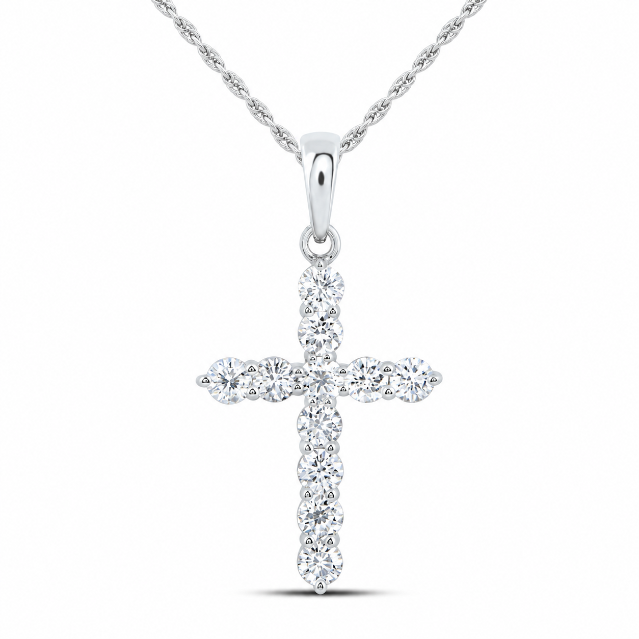3/4 CTW Certified Lab-Grown Diamond Cross Pendant in 14K White Gold