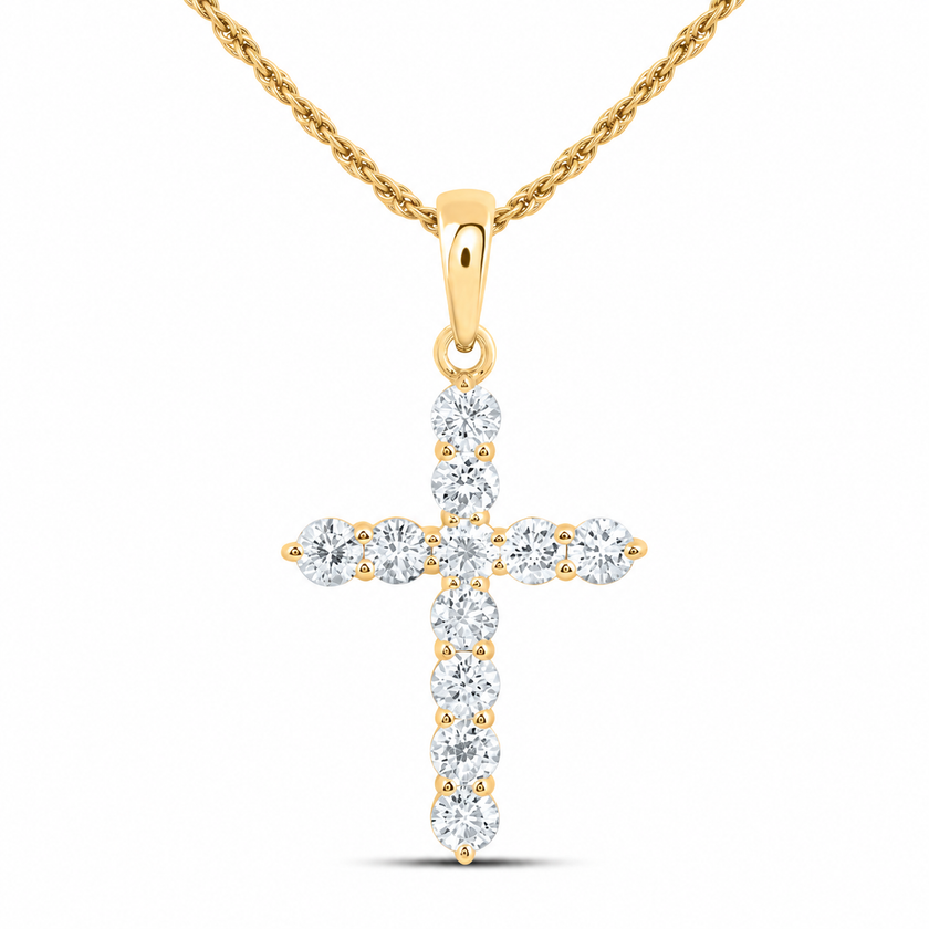 3/4 CTW Certified Lab-Grown Diamond Cross Pendant in 14K Yellow Gold
