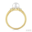 Modern Design Pearl and Diamond Fashion Ring in 10K Yellow Gold
