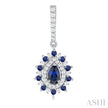 Sapphire and Round Cut Diamond Precious Earring in 14K White Gold