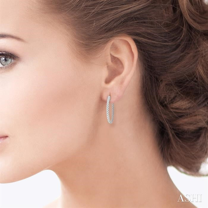 Big & Bold Inside-Out Round Cut Diamond Hoop Earrings in 14K White Gold