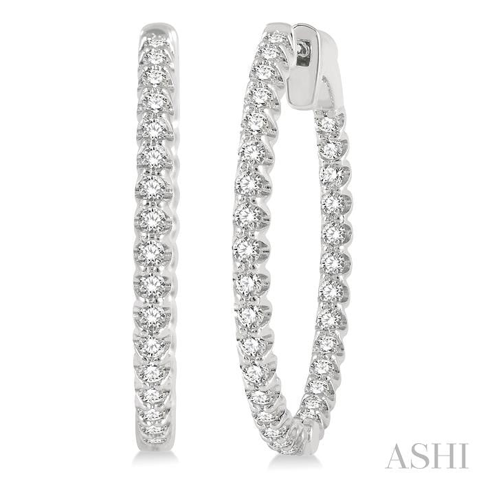 Big & Bold Inside-Out Round Cut Diamond Hoop Earrings in 14K White Gold