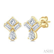 Exquisite Mixed Cut Diamond Fashion Earrings in 14K Yellow Gold