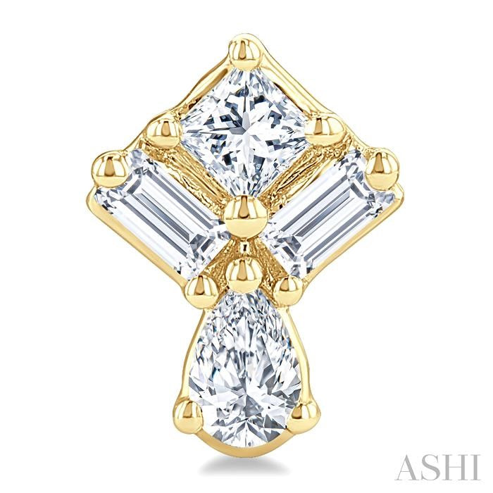 Exquisite Mixed Cut Diamond Fashion Earrings in 14K Yellow Gold