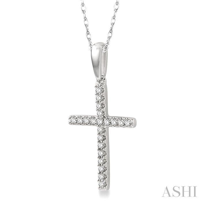 Classic 1/10ct Cross Diamond Fashion Petite Pendant in 10K White Gold