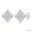 Incredible 1/3ct Princess and Pear Cut Diamond Fashion Earrings in 14K White Gold