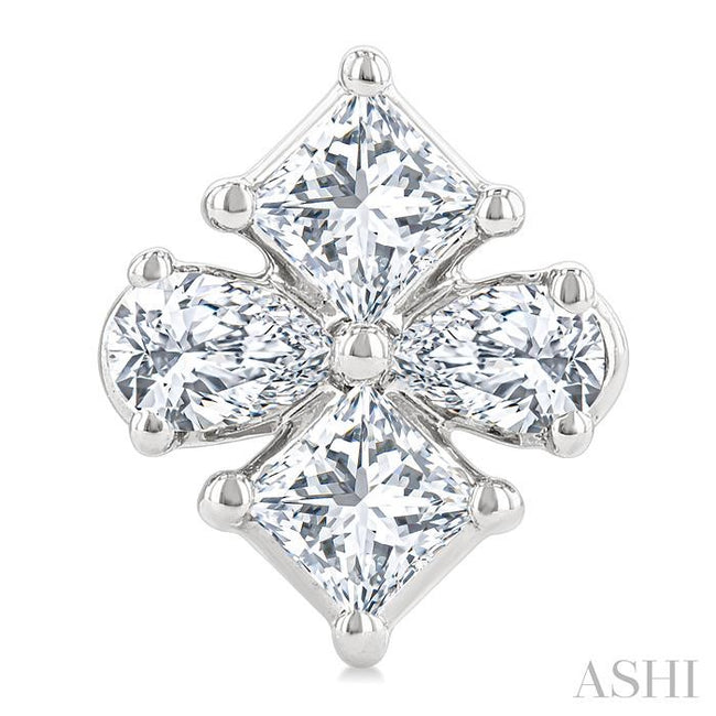 Incredible 1/3ct Princess and Pear Cut Diamond Fashion Earrings in 14K White Gold