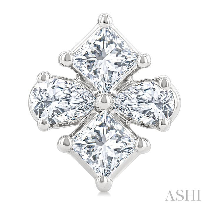 Incredible 1/3ct Princess and Pear Cut Diamond Fashion Earrings in 14K White Gold