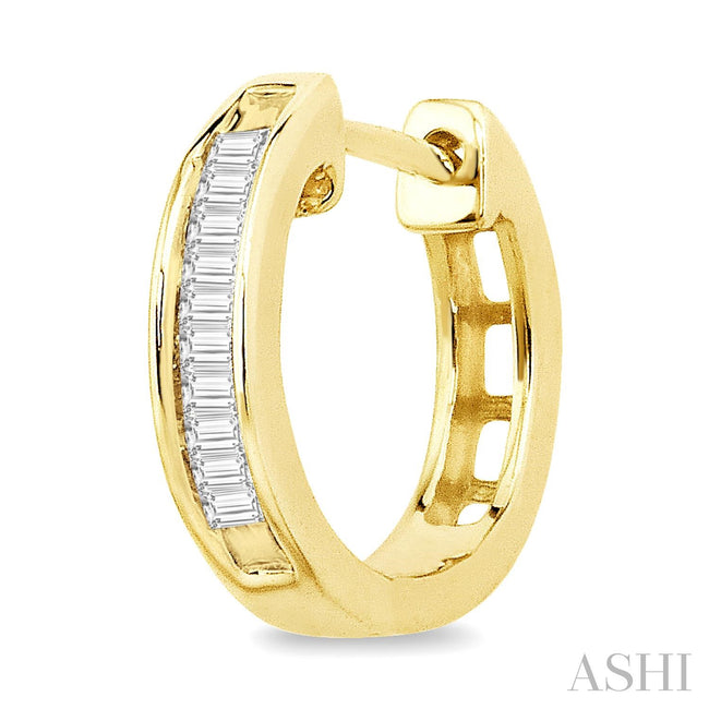 Channel-Set Baguette Diamond Huggie Earrings in 10K Yellow Gold