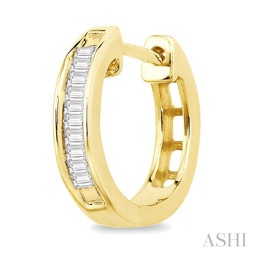 Channel-Set Baguette Diamond Huggie Earrings in 10K Yellow Gold