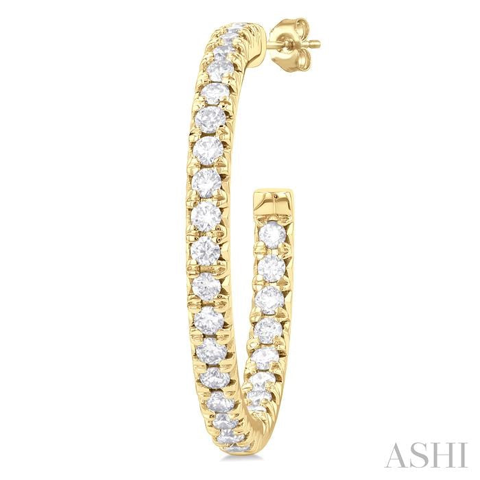 Exquisite French Pave Set Diamond Fashion Half Hoop Earrings in 14K Yellow Gold