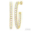 Exquisite French Pave Set Diamond Fashion Half Hoop Earrings in 14K Yellow Gold