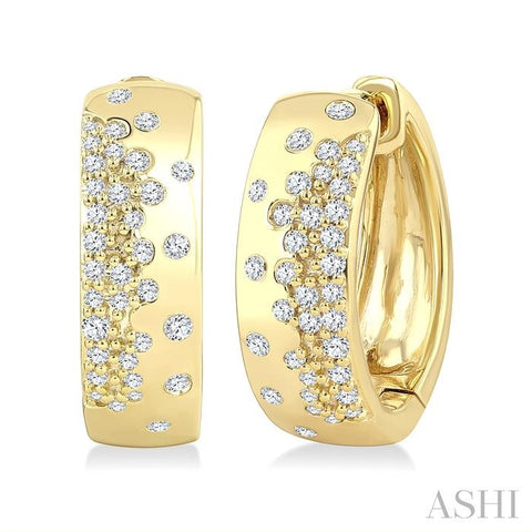 Bold & Modern 1/3ct Diamond Mosaic Hoop Earrings in 10K Yellow Gold