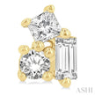 Lovely 1/6ct Petite Tri-Stone Scatter Diamond Fashion Stud Earring in 10K Yellow Gold