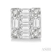 1/6ct Baguette and Round Diamond Petite Fashion Earring in 10K White Gold