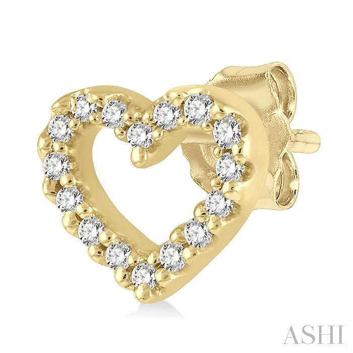 1/10ct Heart Shape Diamond Petite Fashion Earring in 10K Yellow Gold