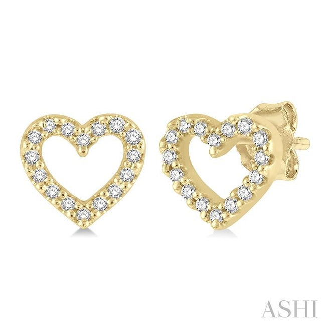 1/10ct Heart Shape Diamond Petite Fashion Earring in 10K Yellow Gold