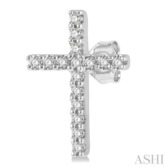 Classic Design 1/10ct Cross Diamond Petite Fashion Earring in 10K White Gold
