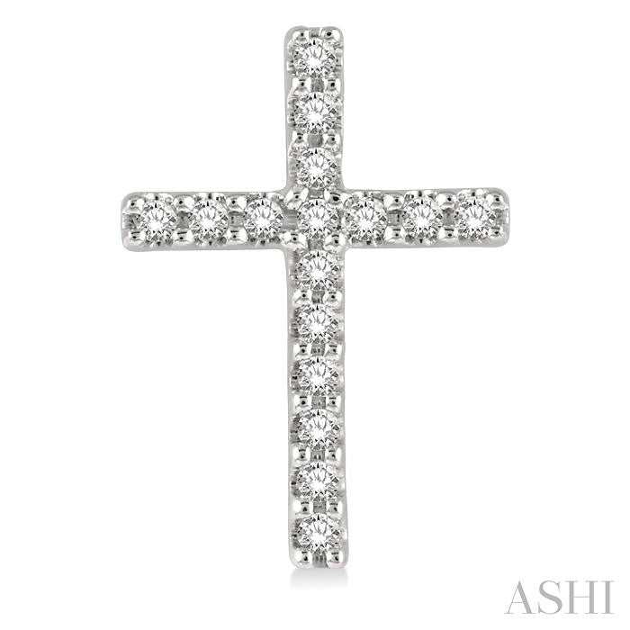 Classic Design 1/10ct Cross Diamond Petite Fashion Earring in 10K White Gold