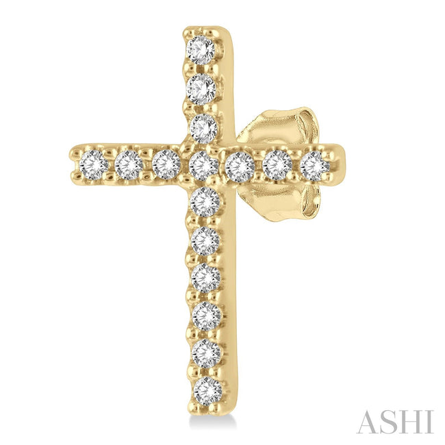 Petite Diamond Cross Stud Earrings in 10K Yellow Gold