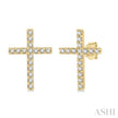 Petite Diamond Cross Stud Earrings in 10K Yellow Gold