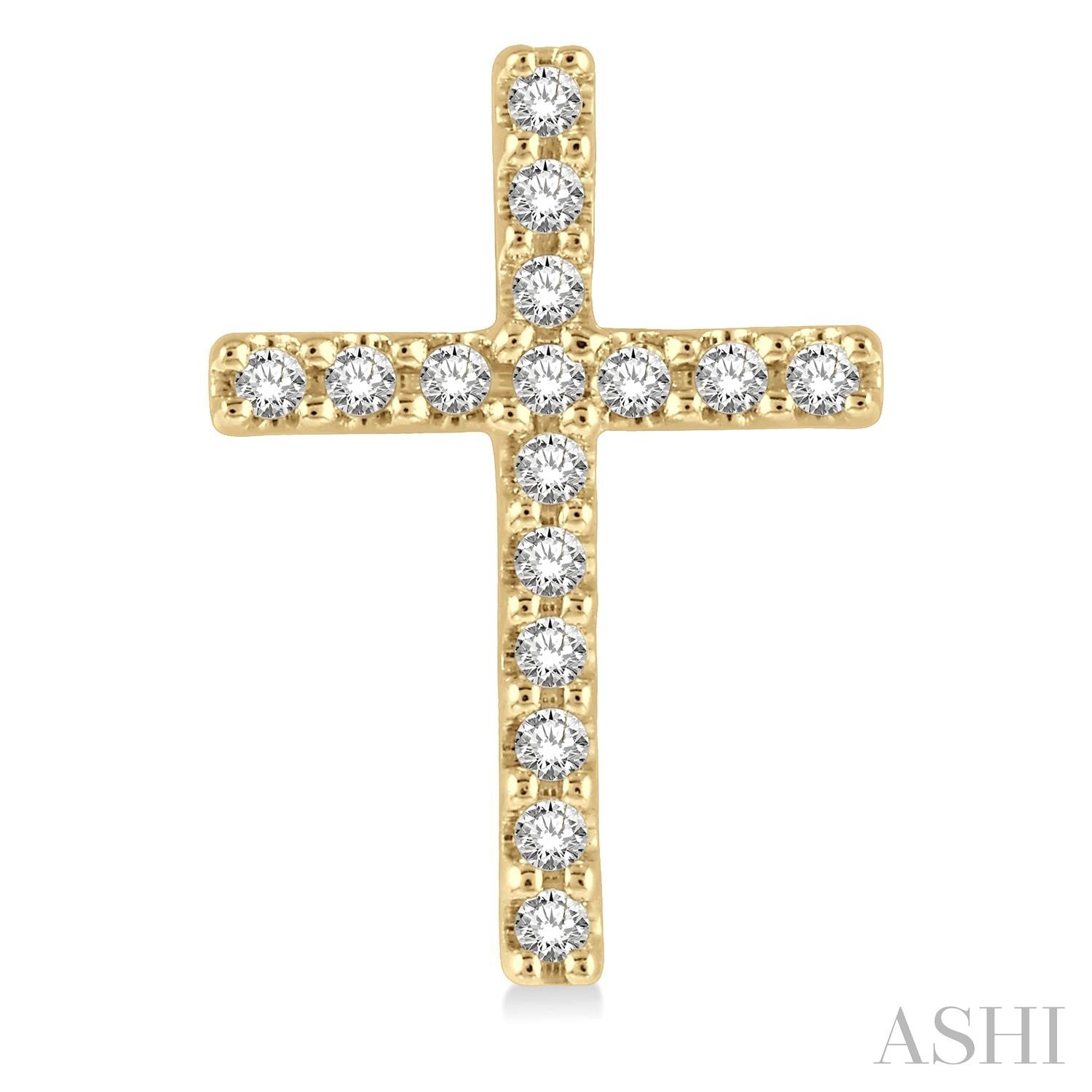 Petite Diamond Cross Stud Earrings in 10K Yellow Gold