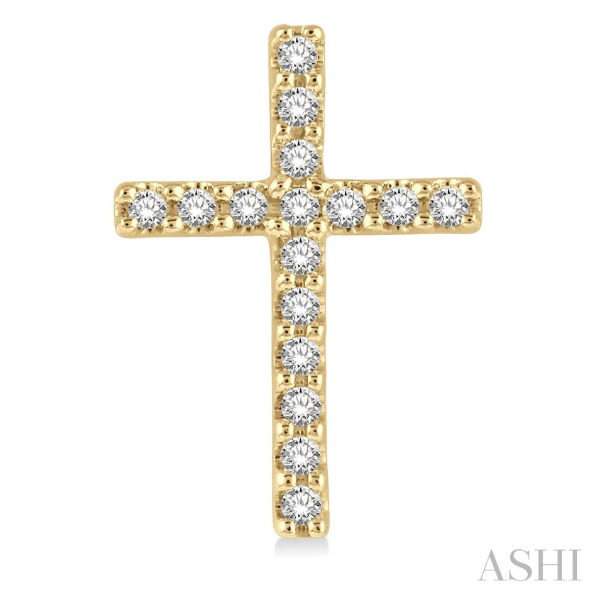 Petite Diamond Cross Stud Earrings in 10K Yellow Gold