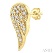 Petite Angel Wing Diamond Stud Earrings in 10K Yellow Gold
