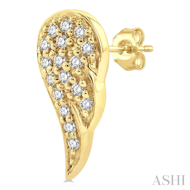 Petite Angel Wing Diamond Stud Earrings in 10K Yellow Gold