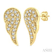 Petite Angel Wing Diamond Stud Earrings in 10K Yellow Gold