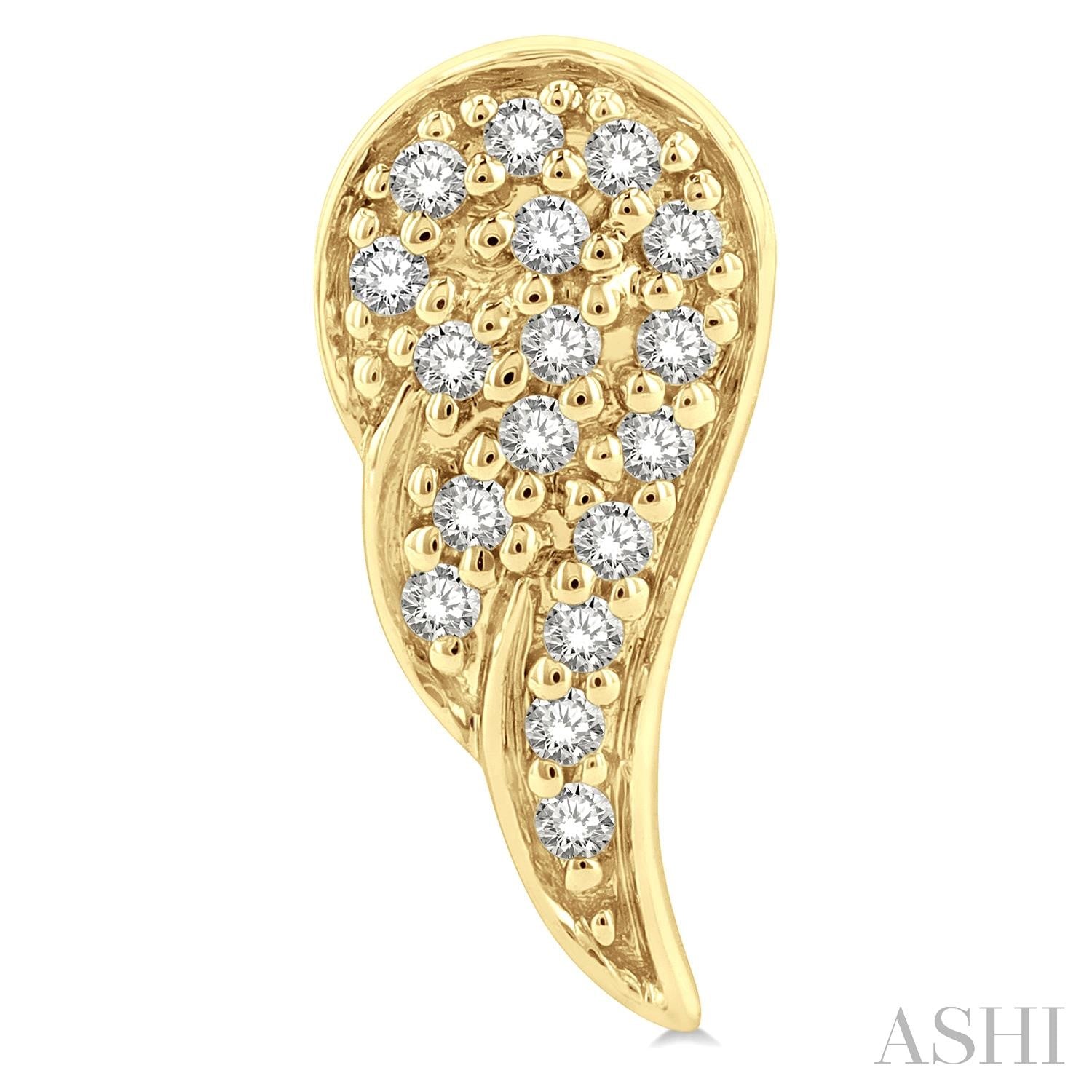 Petite Angel Wing Diamond Stud Earrings in 10K Yellow Gold