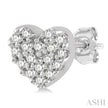 1/10ct Heart Shaped Petite Fashion Diamond Earrings in 10K White Gold
