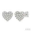1/10ct Heart Shaped Petite Fashion Diamond Earrings in 10K White Gold