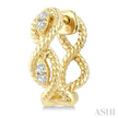 Braided Rope Swirl Diamond Huggie Earrings in 10K Yellow Gold