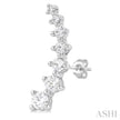 Exquisite 1ct Diamond Fashion Climber Earrings in 14K White Gold