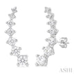 Exquisite 1ct Diamond Fashion Climber Earrings in 14K White Gold