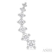 Exquisite 1ct Diamond Fashion Climber Earrings in 14K White Gold