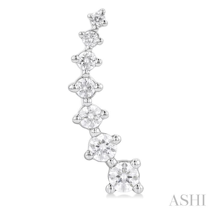 Exquisite 1ct Diamond Fashion Climber Earrings in 14K White Gold