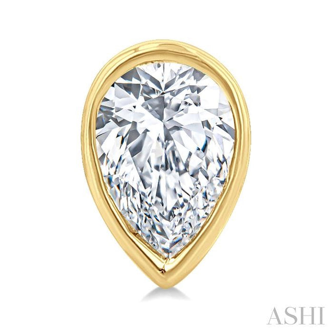Petite Bezel Set Pear Shape Diamond Fashion Stud Earrings in 10K Yellow Gold