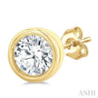 Classy 1/5ct Petite Bezel Set Diamond Fashion Stud Earring in 10K Yellow Gold