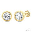 Classy 1/5ct Petite Bezel Set Diamond Fashion Stud Earring in 10K Yellow Gold