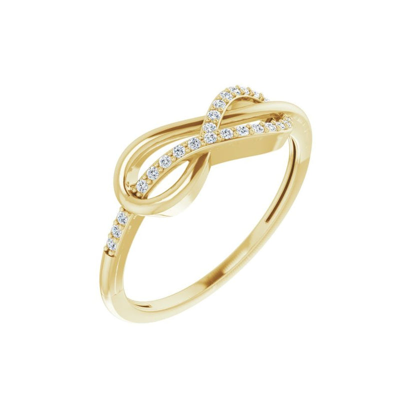 14K Yellow Natural Diamond Infinity-Inspired Ring